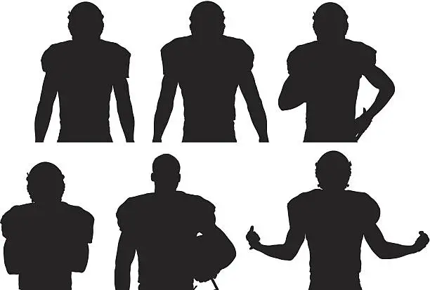 Vector illustration of Various views of American football player