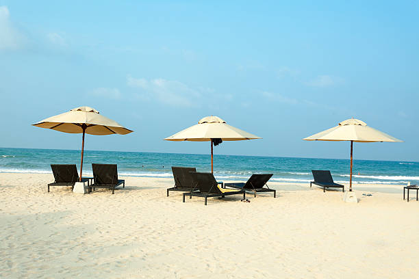 istock Ocean Beach sand  summer sun sunbed umbrella 514046586