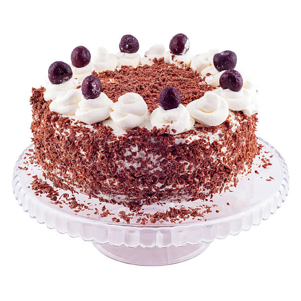 istock Black forest cake decorated with whipped cream and cherries. 514046622