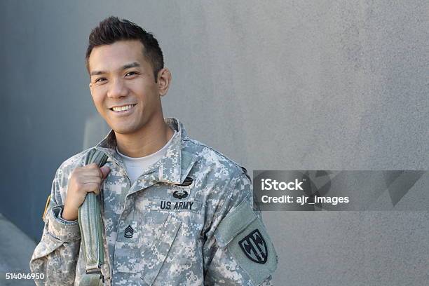 Happy Healthy Ethnic Army Soldier Stock Photo - Download Image Now - Veteran, Military, Armed Forces