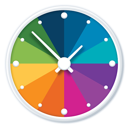 Colorful clock time symbol. EPS 10 file. Transparency effects used on highlight elements.