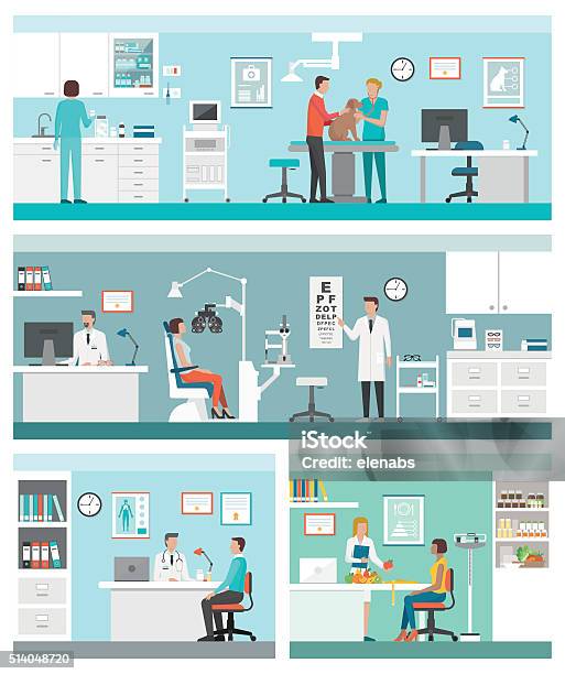 Healthcare And Clinics Stock Illustration - Download Image Now - Doctor's Office, Doctor, Optometrist