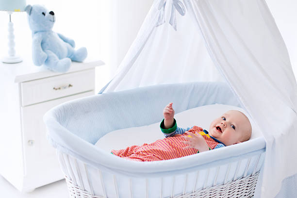 istock Cute baby in white nursery 514051714