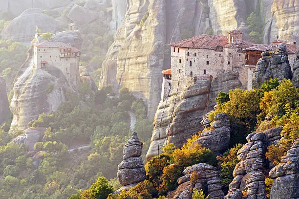 Meteora. The Monasteries Rousanoun and  St. Nicholas Anapausas. Greece 