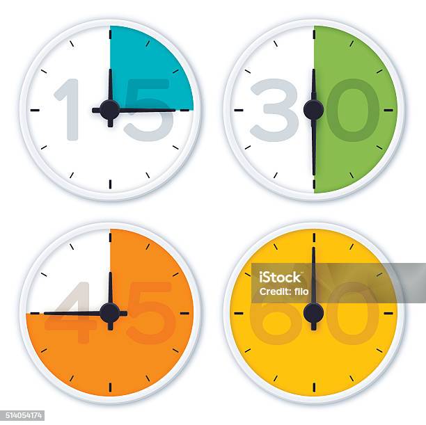 Clock Time Symbols Stock Illustration - Download Image Now - Minute Hand, Clock, Number 30