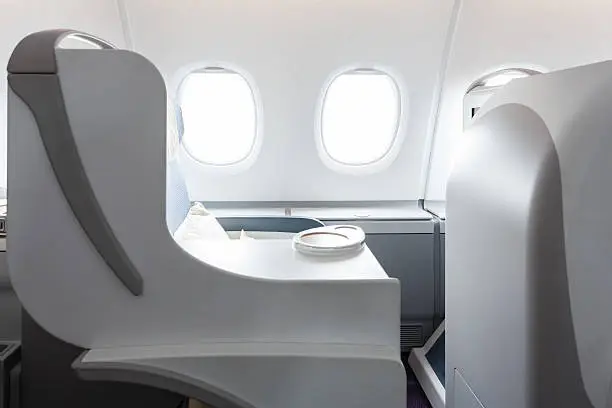 First-class cabin in airplane.