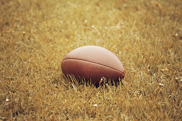 istock American Football lying on the field 514055544