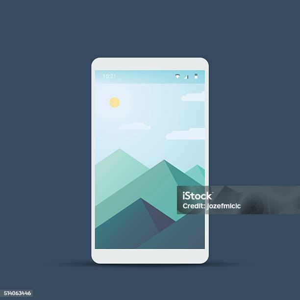 Mobile User Interface Screen With Material Design Background Mountains ...