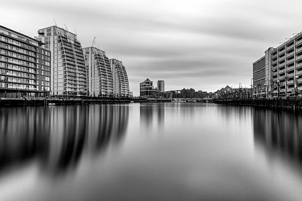 istock Black And White Abstract Reflections With Modern Apartments. 514065862