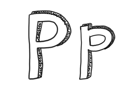 New drawing Character P of alphabet logo icon in design elements.