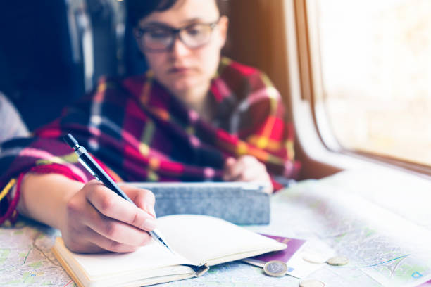 istock Young woman working on the train 514066222