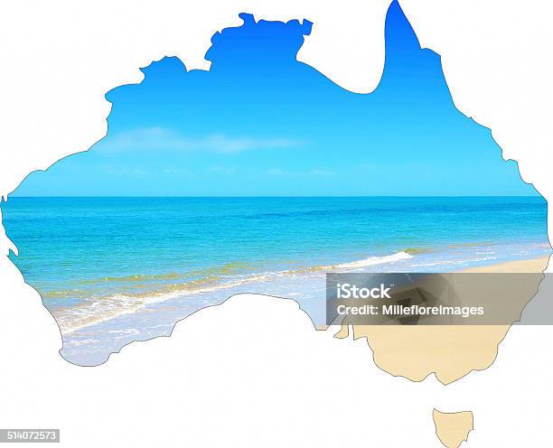 Map Of Australia Showing Vast Wide Open Sandy Beach Stock Photo - Download Image Now