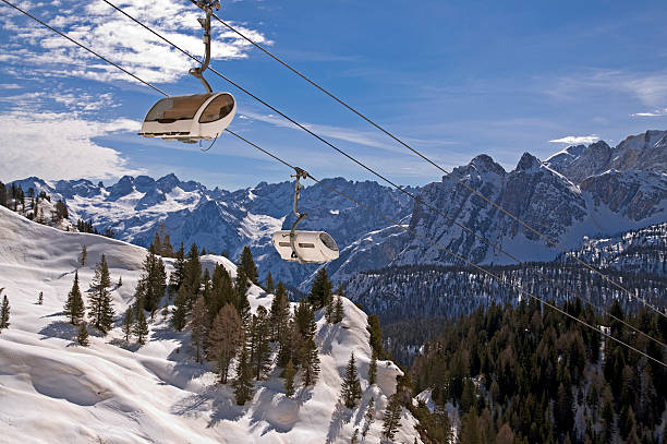 Ski slope in Dolomites, Italy stock photo