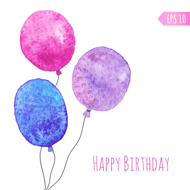 Card with colored watercolor paint balloons. Card with colored watercolor paint balloons. Vector isolated illustration. watercolor hot air balloon stock illustrations
