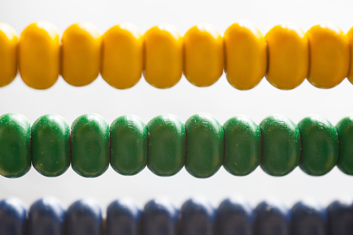 Abacus beads in a row