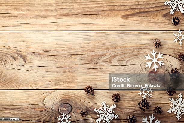 Christmas Background Stock Photo - Download Image Now - Christmas, Wood - Material, Snow