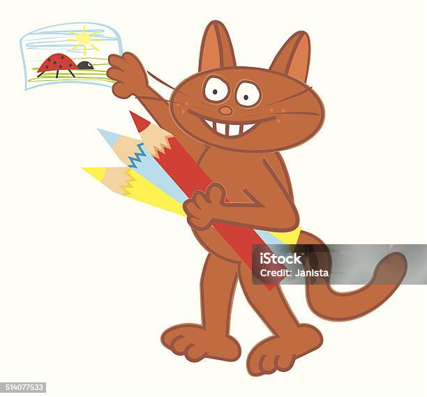 Tomcat And Drawing Stock Illustration - Download Image Now - Animal, Anthropomorphic Smiley Face, Art