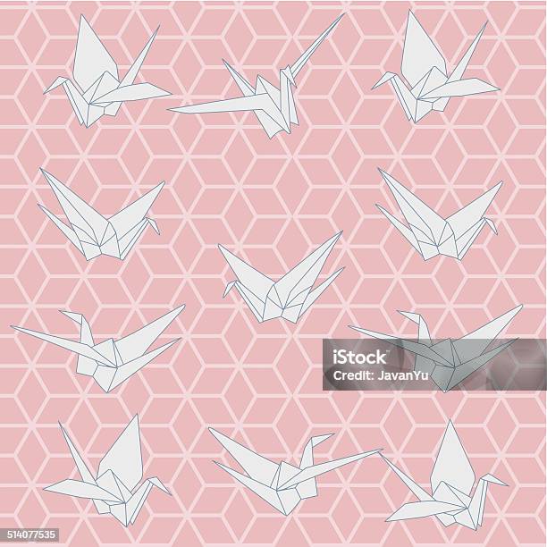 Origami Cranes Bamboo Pattern Stock Illustration - Download Image Now - Japanese Culture, Origami, Pattern