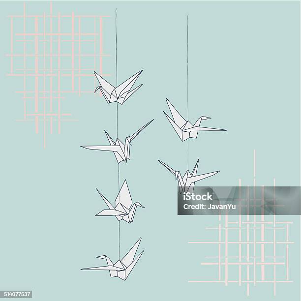 Origami Cranes String Bamboo Pattern Stock Illustration - Download Image Now - Paper Crane, Origami, Swan