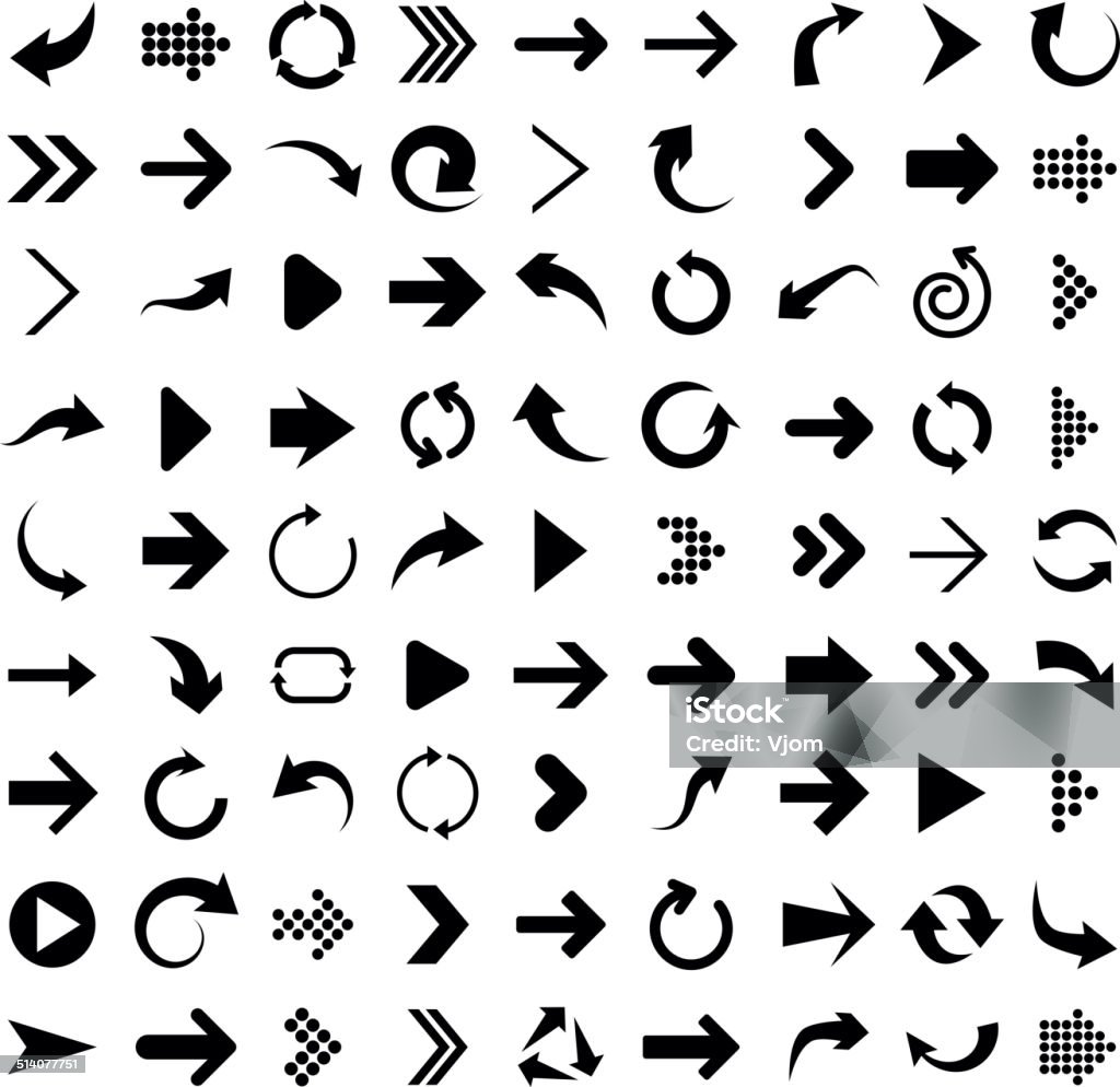 Set of arrow icons. Vector illustration of black arrow icons. Arrow Symbol stock vector