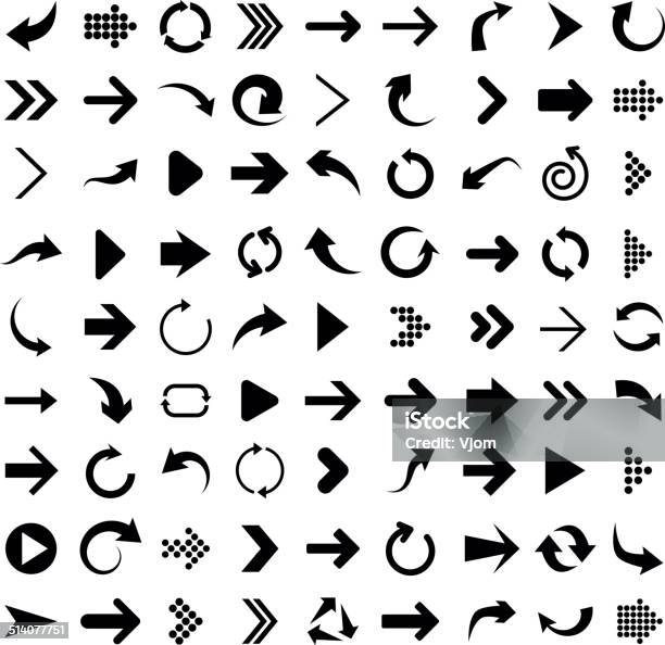 Set Of Arrow Icons Stock Illustration - Download Image Now - Arrow Symbol, Arrow - Bow and Arrow, Narrow