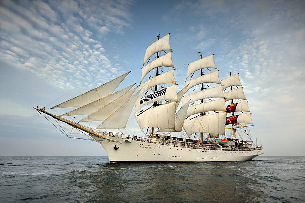 istock Tall Ship under sail with the shore in the background 514078211