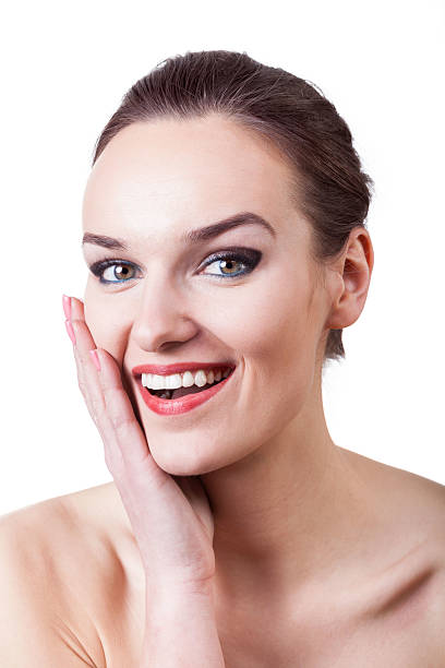 istock Happy woman wearing red lipstick 514079447