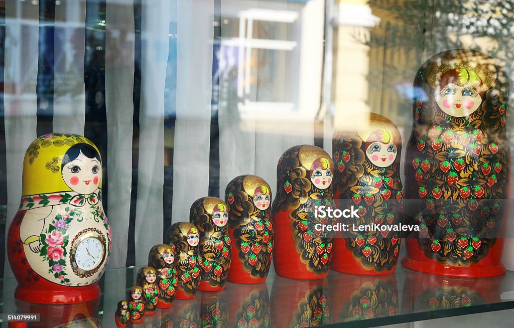 Many traditional Russian matryoshka dolls Art Stock Photo
