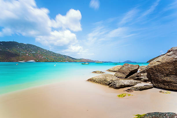 Magens Bay beach at Saint Thomas, US Virgin Island Idyllic beach at Magens Bay, Saint Thomas, US Virgin Islands. This beach is considered one of the best top ten beaches in the world. Paradise and clear water for relaxation. virgin islands photos stock pictures, royalty-free photos & images