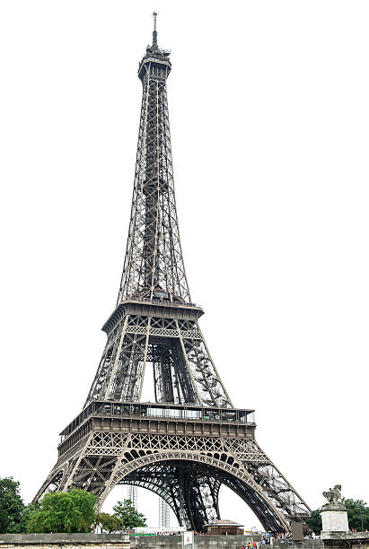 eiffelturm über weißer hintergrund. paris, frankreich - eifelturm stock-fotos und bilder