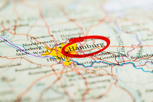 Hamburg Marked on Map