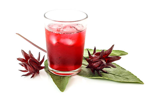 istock Glass of cold roselle juice on white 514102170