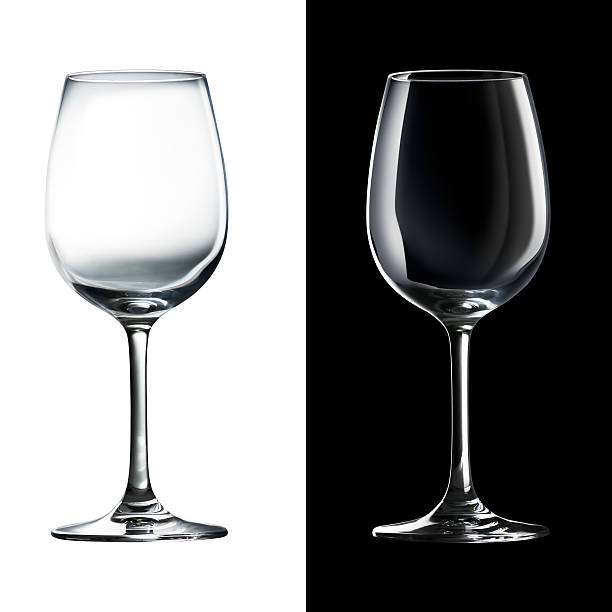 Wine glass Empty wine glass isolated on black and white crystal glassware stock pictures, royalty-free photos & images