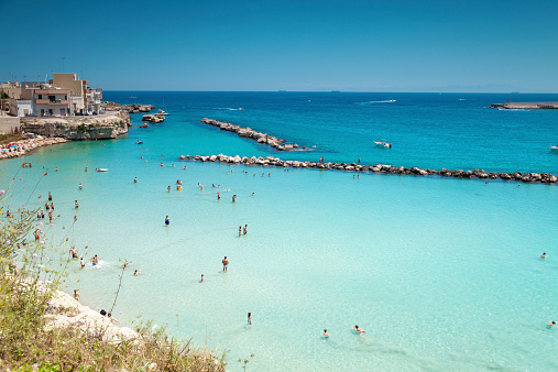 Otranto town with a beautiful beach in Puglia Italy