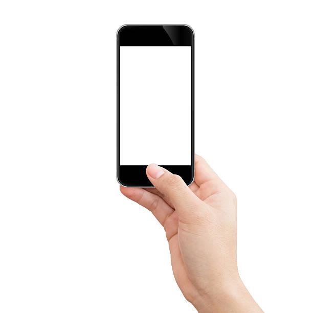 istock woman hand holding black phone isolated clipping path inside ima 514103728