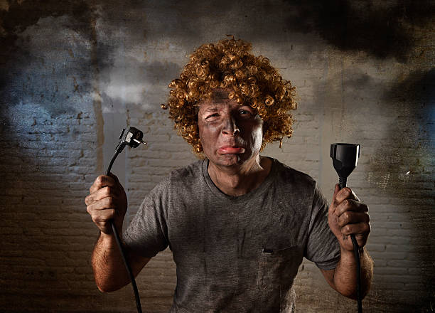 istock funny electrocuted man suffering domestic accident dirty burnt face shock 514104216