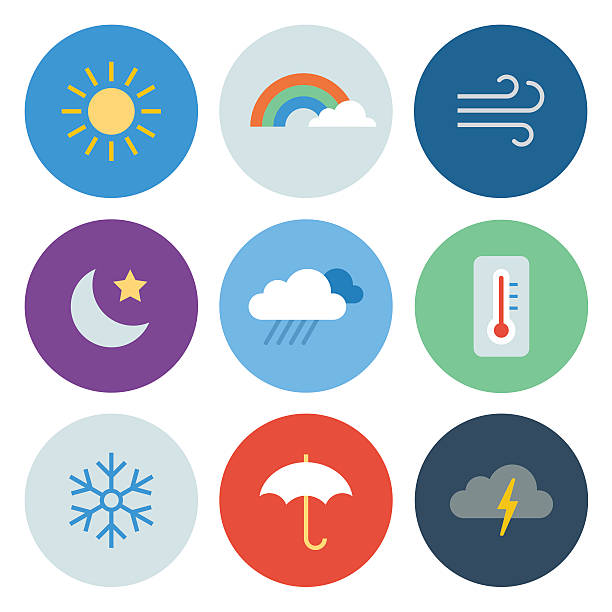 pogoda ikony-koło serii - rain sun sunlight cloud stock illustrations