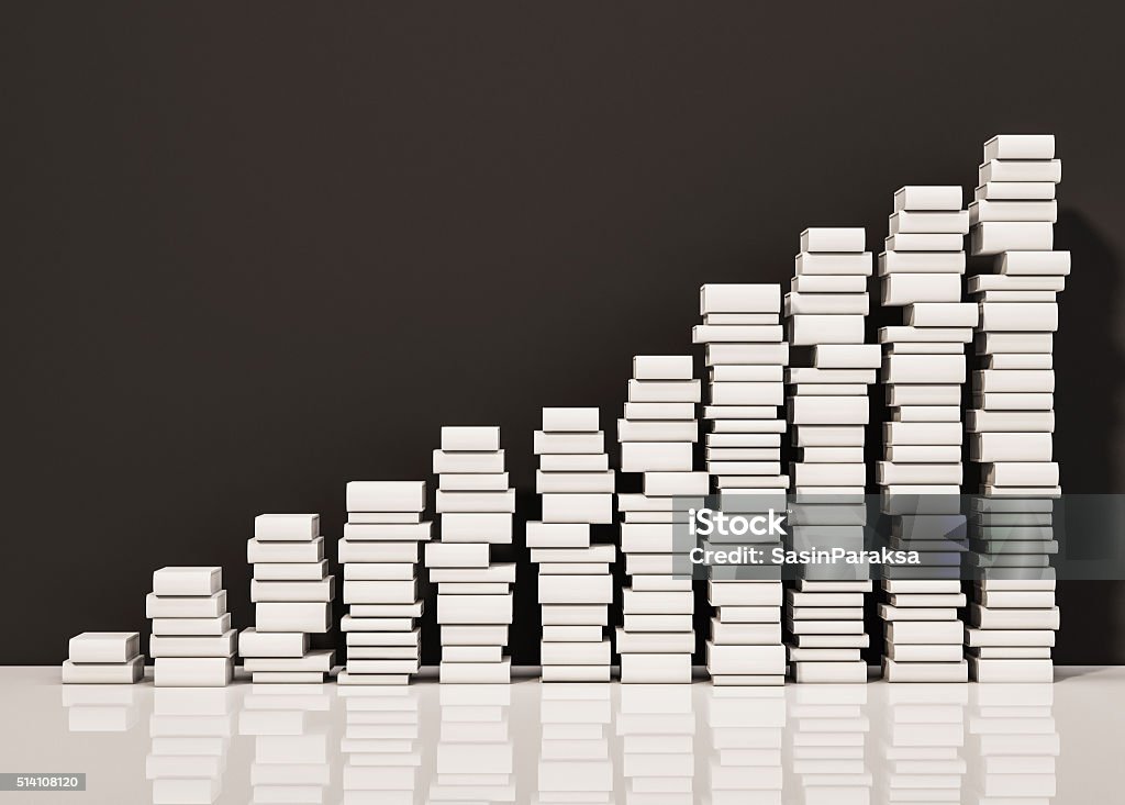 Piles of whiite books step rising up, 3d rendered Book Stock Photo
