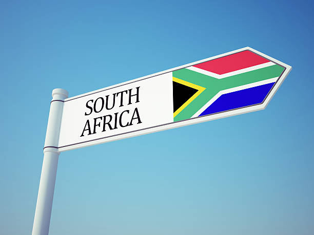 South Africa Flag Sign isolated on sky