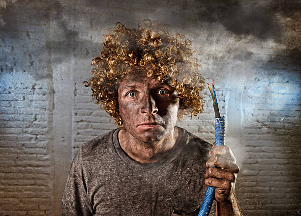 istock funny electrocuted man suffering domestic accident dirty burnt face shock 514108956