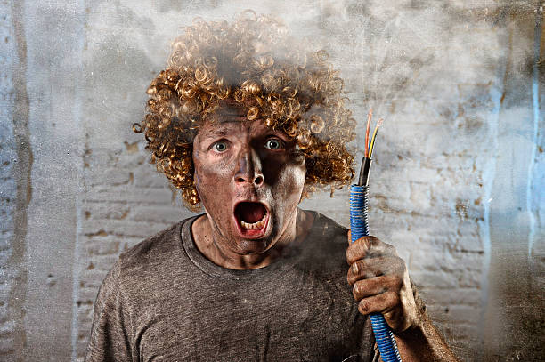 istock funny electrocuted man suffering domestic accident dirty burnt face shock 514110662