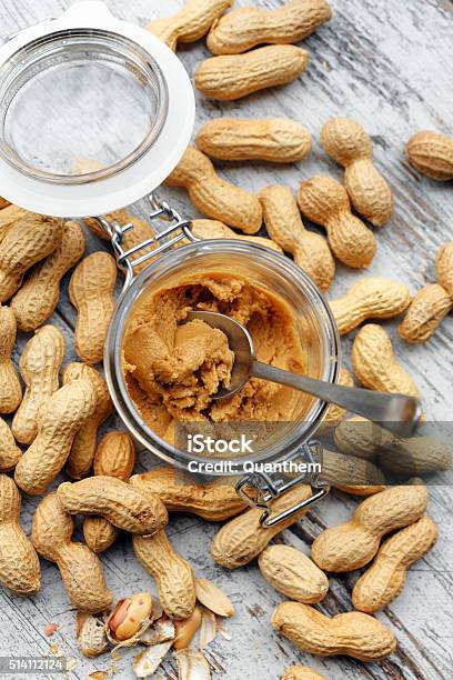 Homemade Peanuts Butter Stock Photo - Download Image Now - Eating, Food, High Angle View