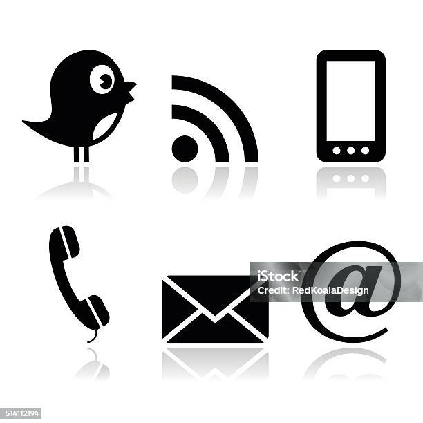 Contact And Social Media Icons Set Twitter Facebook Rss Stock Illustration - Download Image Now