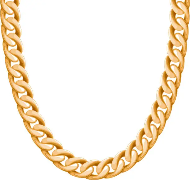 Vector illustration of Chunky chain golden metallic necklace or bracelet