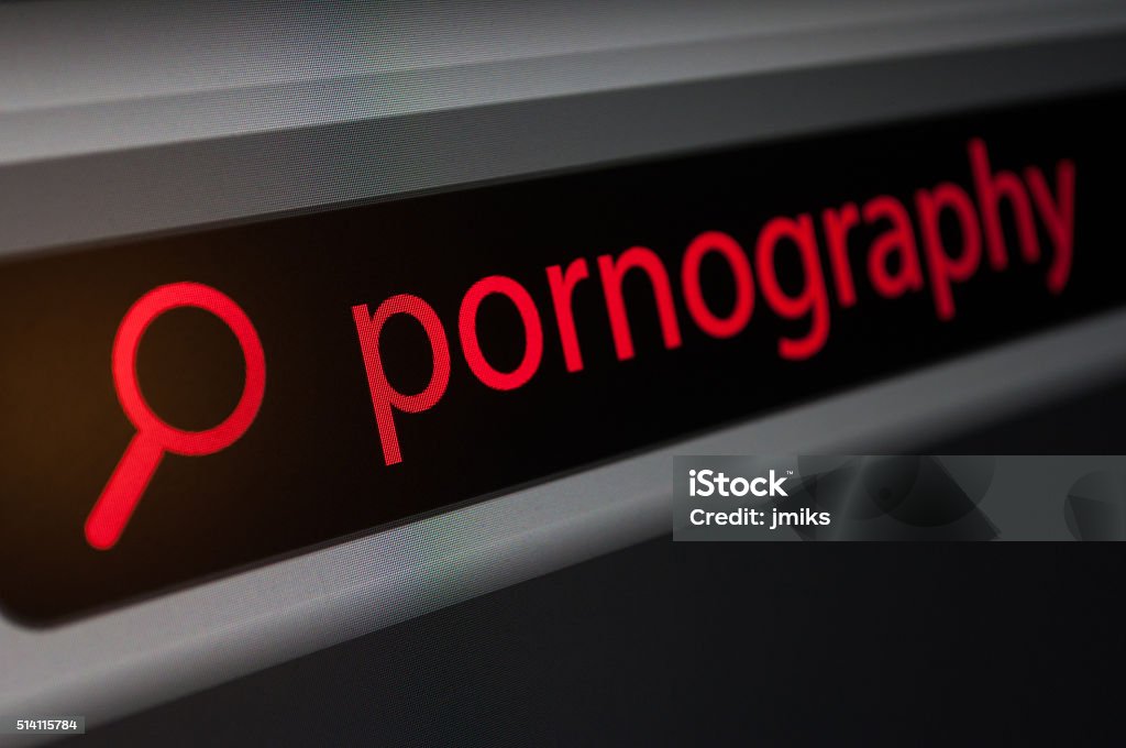 Searching Porno Close Up of Fictitious Web Browser - Red Porno Sign in Search Engine - Shallow Depth of Field Pornography Stock Photo