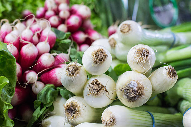 istock Spring Onions in Borough Market, London 514115886