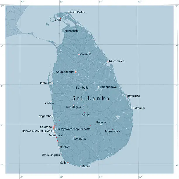 Vector illustration of Sri Lanka Vector Road Map