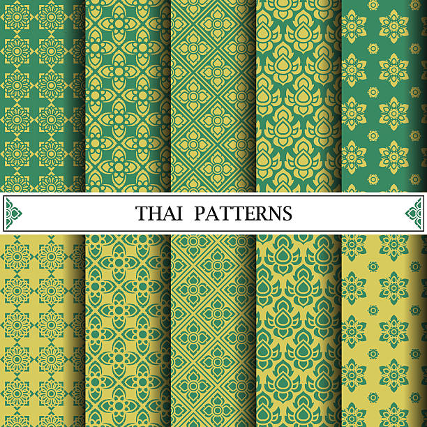 Thai pattern, pattern fills, web page background, surface textur Thai pattern, pattern fills, web page background, surface textures thai culture stock illustrations