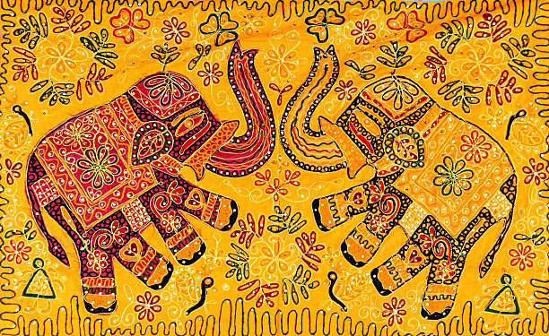 istock Elephant's design handmade rug - colorful souvenirs from India 514117700