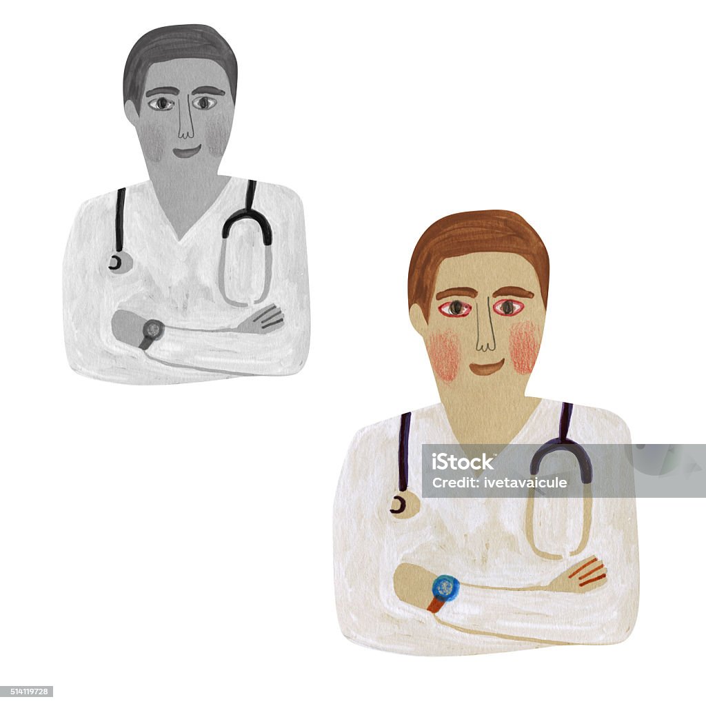 Junior Doctor Mixed media illustration of doctor Cut Out stock illustration